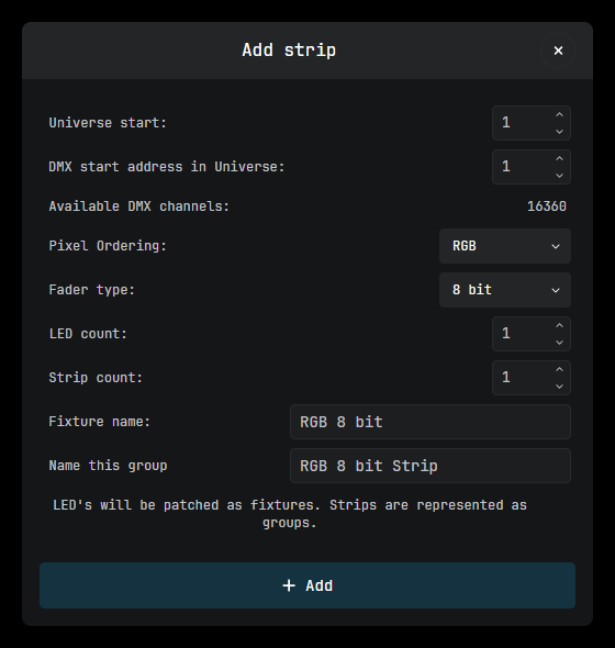 Add strip dialog