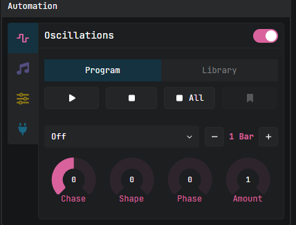 Automation widget with four tabs