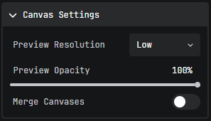Canvas Settings panel