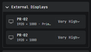 External Displays panel
