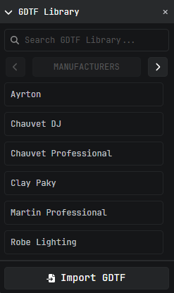 GDTF library panel