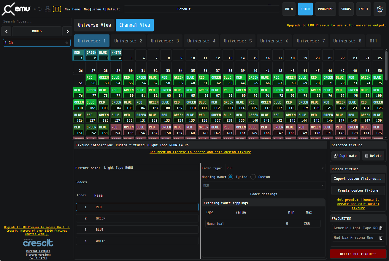 Patch window — channel view