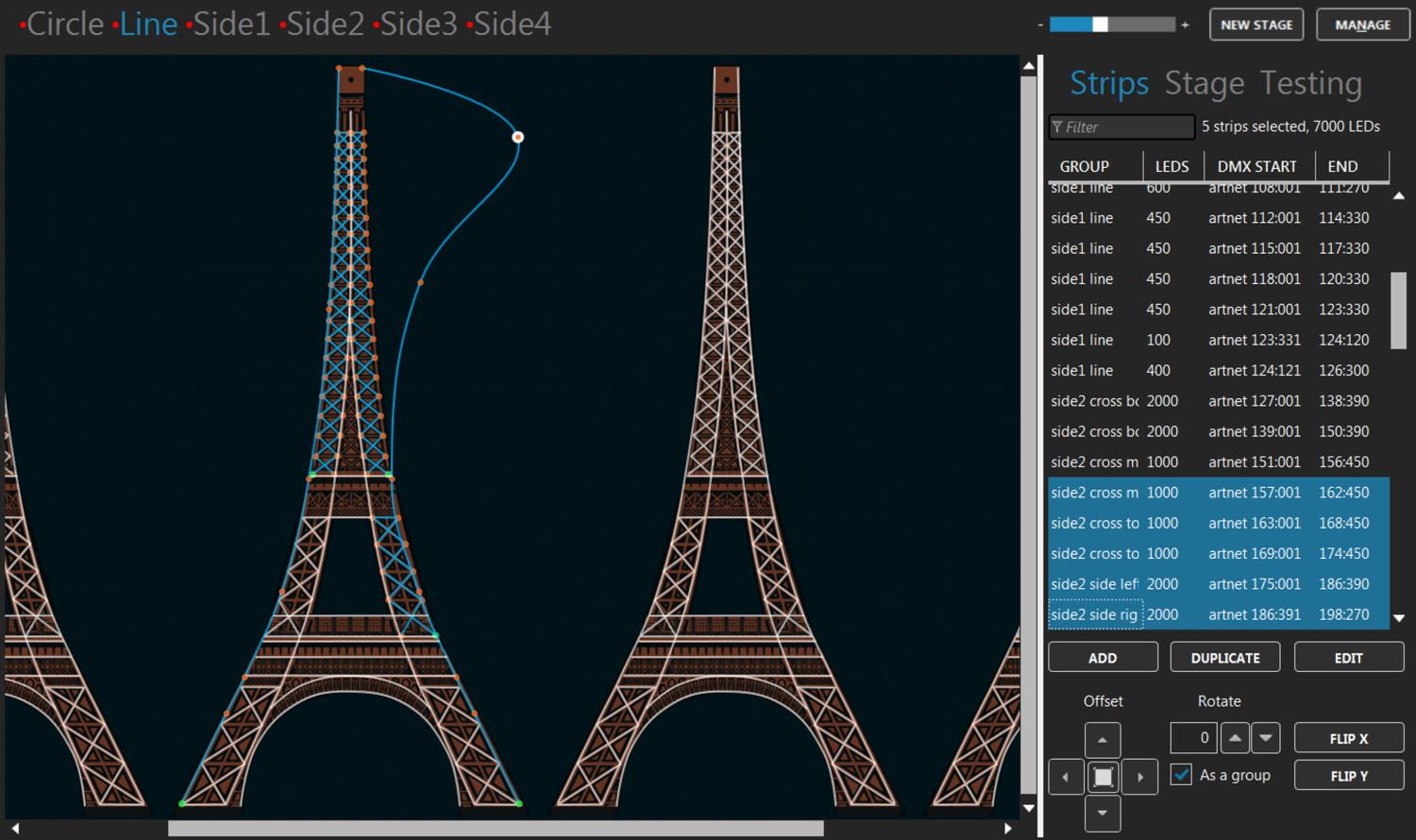ELM stages panel showing multiple stages