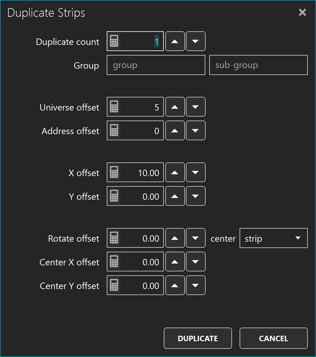 ELM duplicate strips dialog