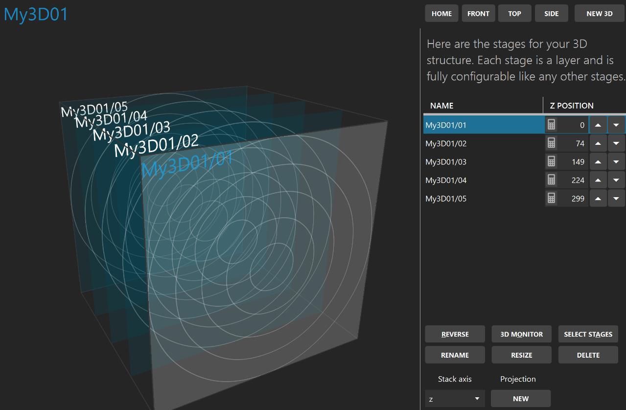 ELM 3D tools showing a 3D LED structure