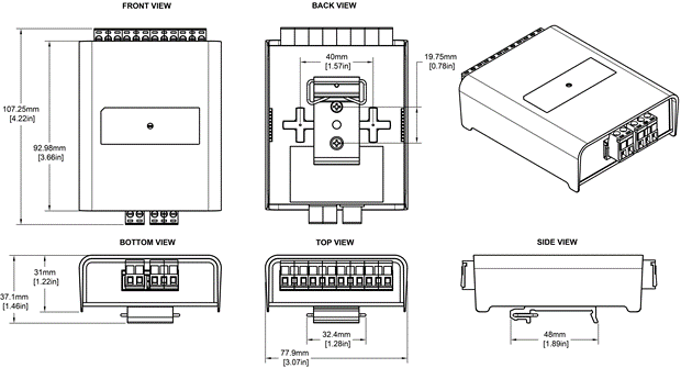 DIN RDS4 MK2 physical dimensions drawing