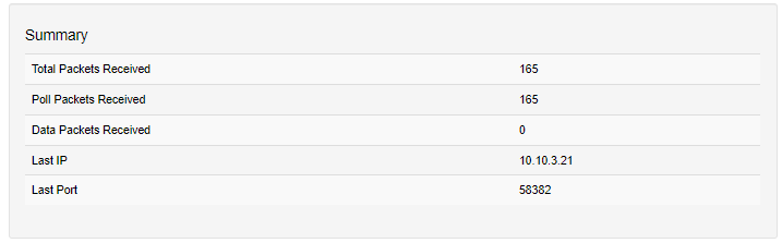 Pixelator Mini web interface — ESP Network Stats summary table