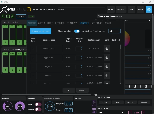 EMU software showing S-PLAY LITE device discovery
