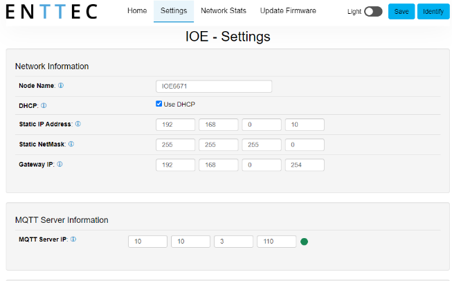 S-PLAY SP1-1 Settings page showing IOE Status enabled and Sync settings section