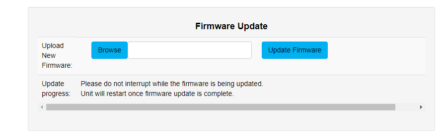 I/O Extender Update Firmware screen with Browse and Update Firmware buttons