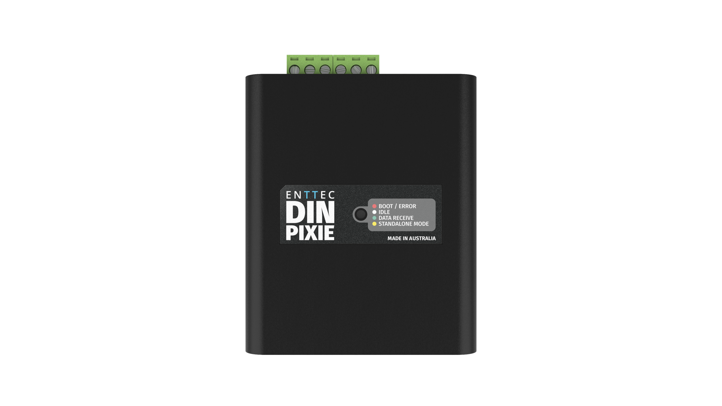 DIN PIXIE front face showing LED status indicator