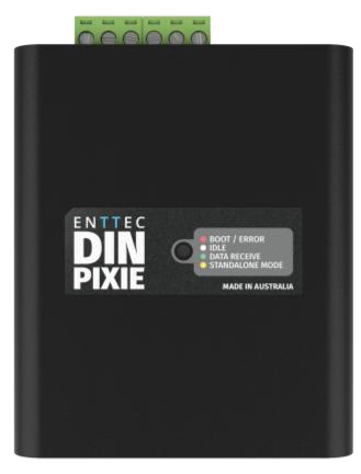 DIN PIXIE front face showing LED status indicator