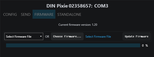 EMU Firmware tab showing current firmware version and Update Firmware button