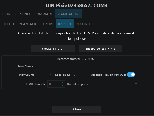 EMU Standalone Delete tab with Delete show on DIN Pixie button