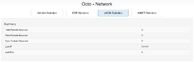 OCTO MK2 Network Stats — sACN Statistics