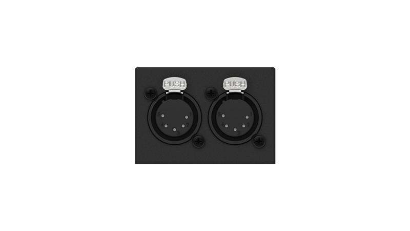 ODE MK3 DMX connectors — two 5-pin female XLR bi-directional DMX ports