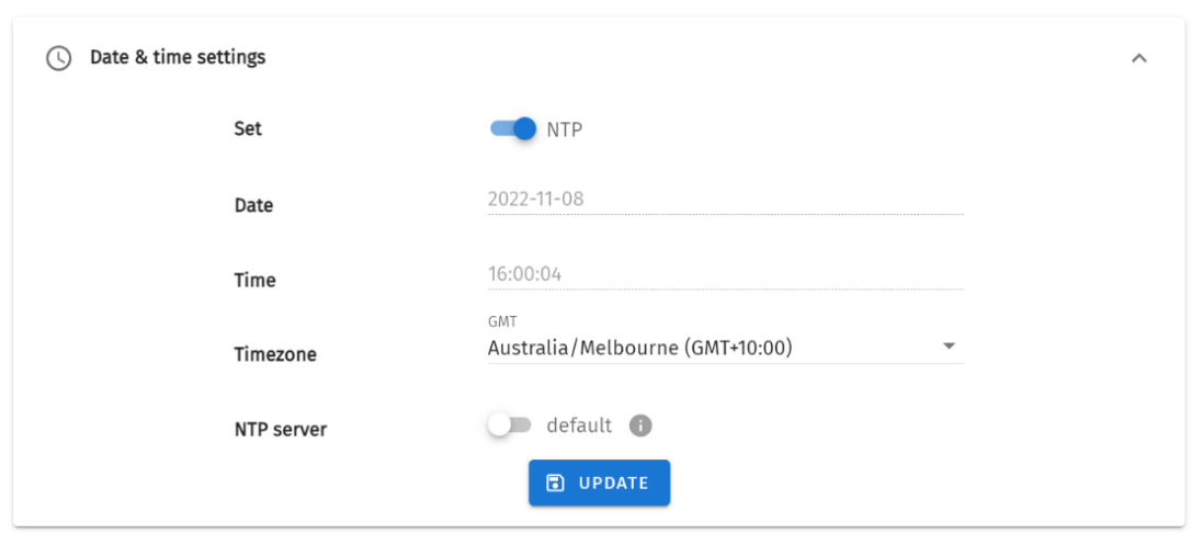 Date and time settings