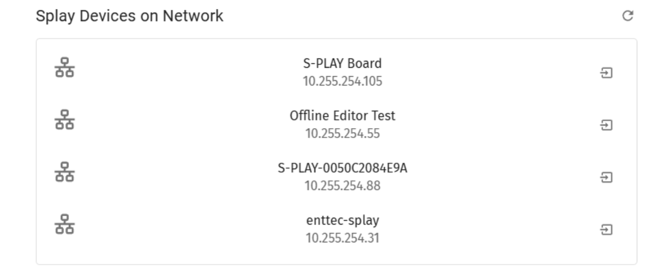 Detected S-PLAY devices on the network