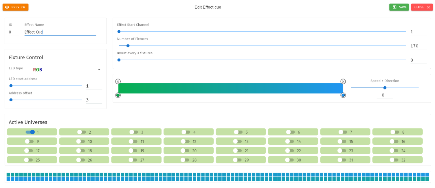 Effect cue editor