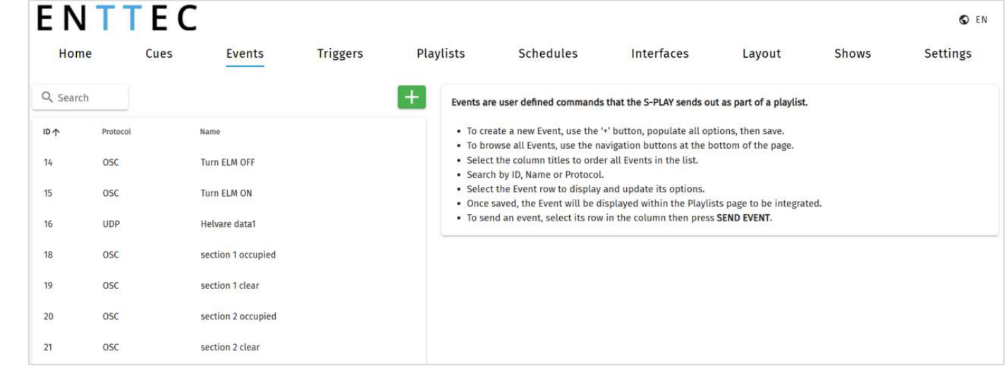Events page