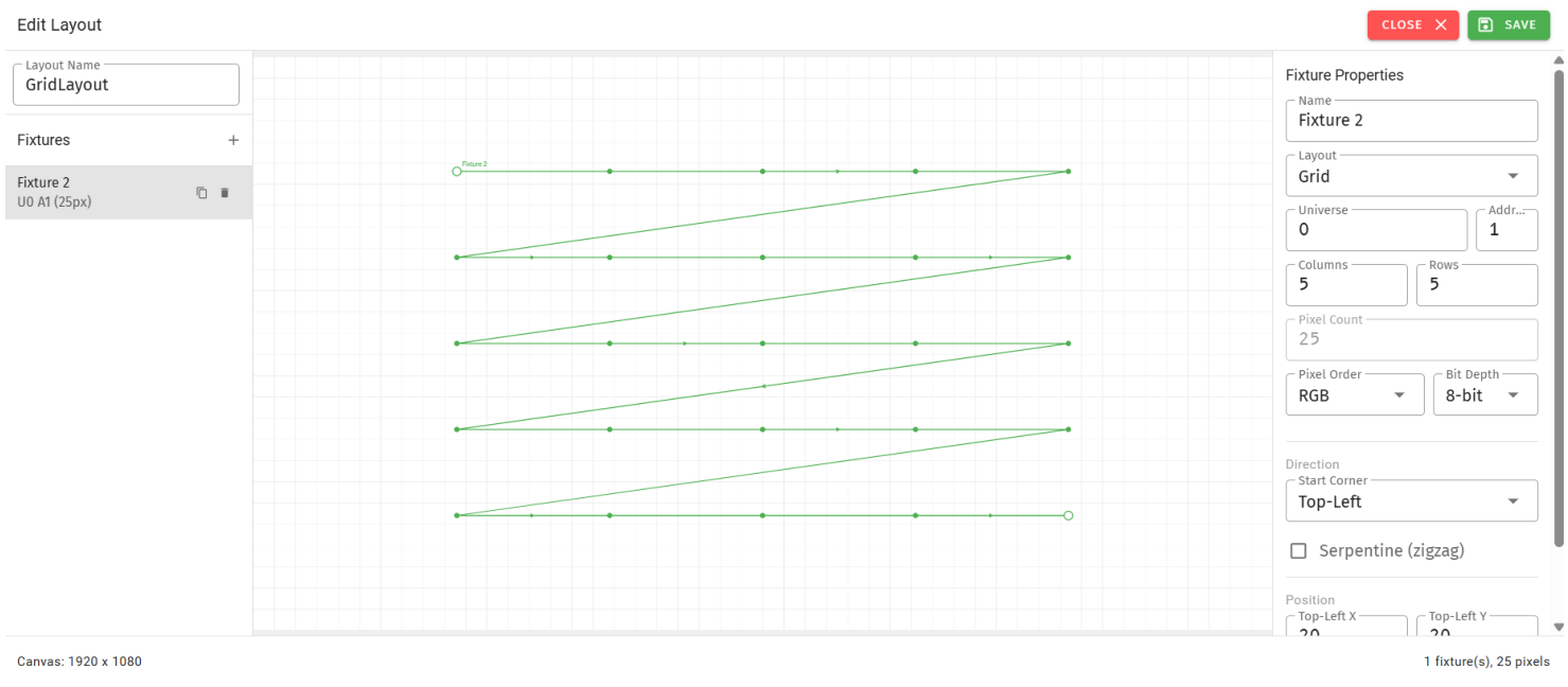 Fixture layout editor