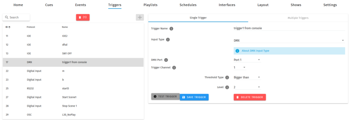 Multiple Triggers tab