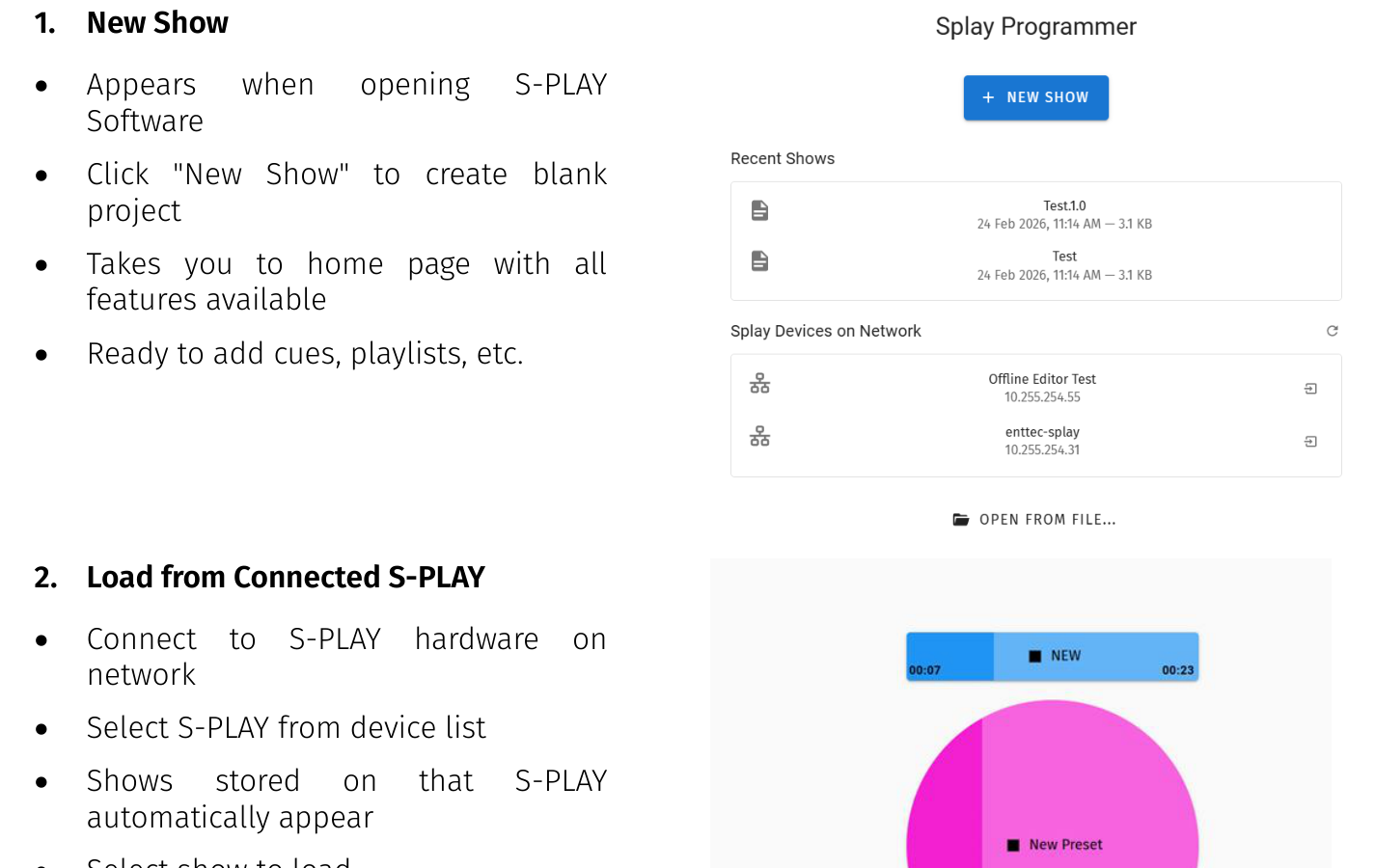 Shows start screen