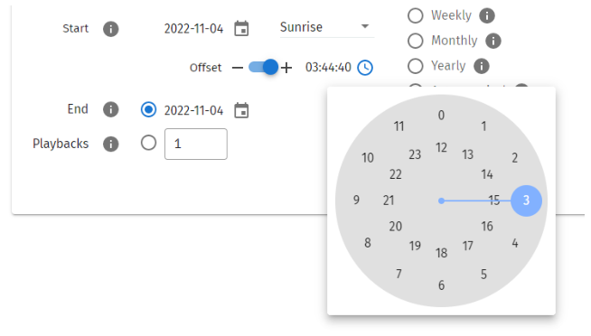 24-hour time dial for start condition