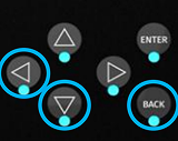 S-PLAY LCD navigation buttons with Left, Down and Back highlighted — held together for 5 seconds to force the web interface to unlock