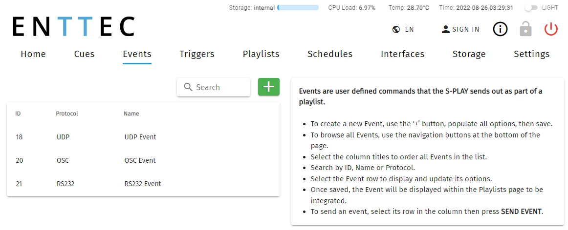S-PLAY Events page