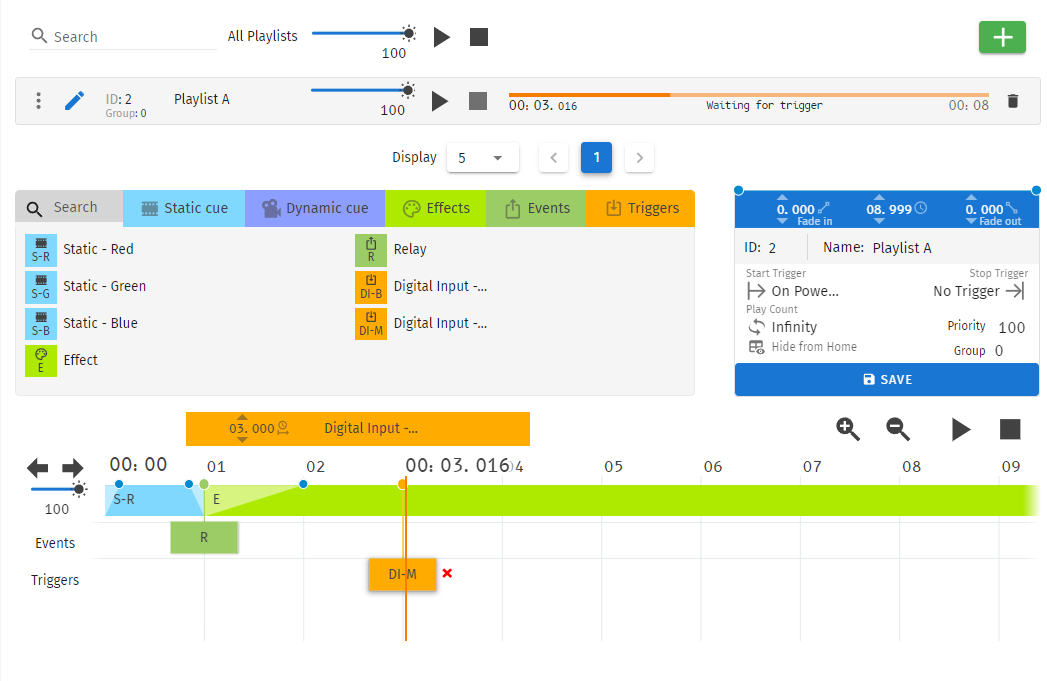 S-PLAY NANO playlist timeline editor