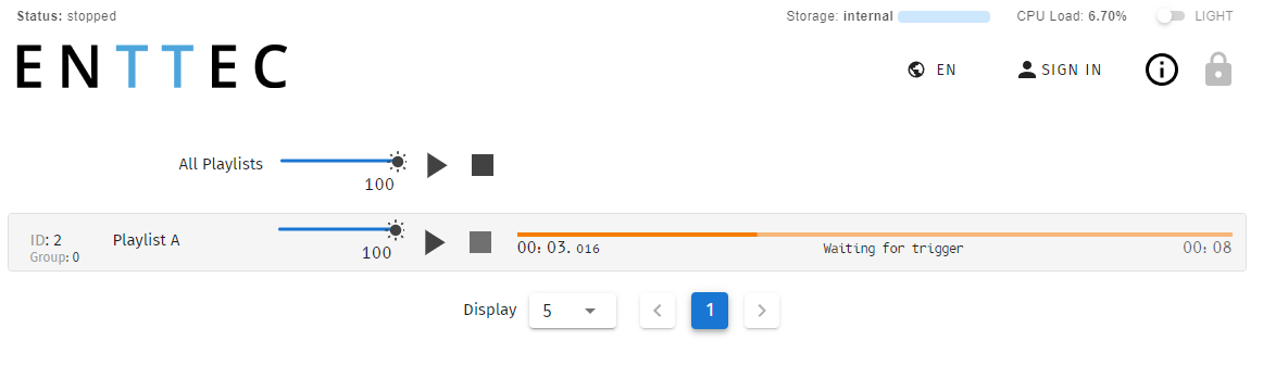 S-PLAY NANO user management area