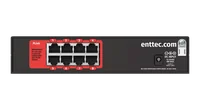 One narrow end face of the black Pixelator Mini enclosure, plain apart from a horizontal seam between the lid and the base and three copper-rimmed screw holes.