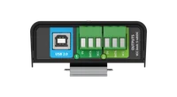 ENTTEC DIN PIXIE USB port and pixel outputs with the DIN-rail clip fitted