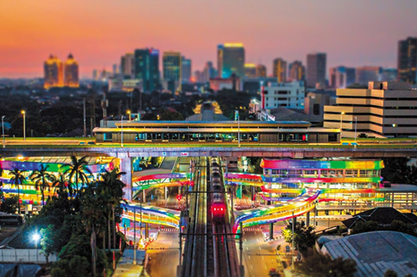 LED lights and LED control software on Indonesian transit station