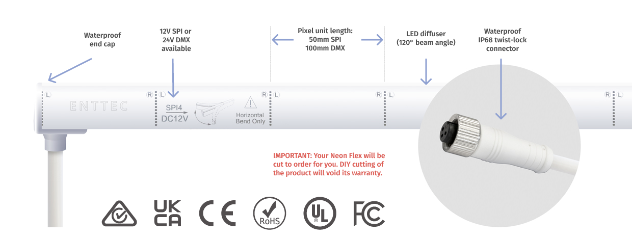 Waterproof RGB Precision PixelControl LED Strip Light - 60/m - 12V