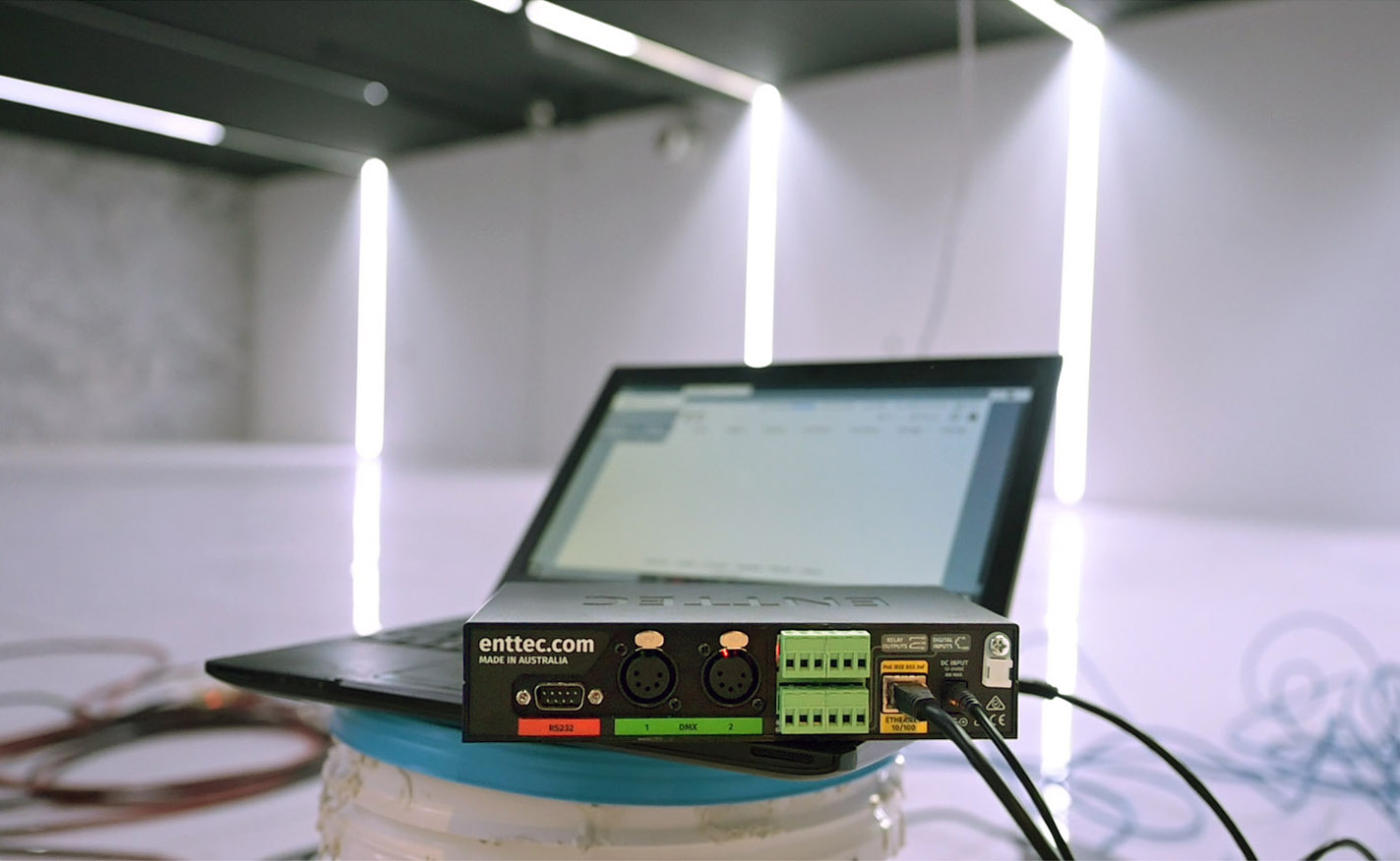 ENTTEC S-Play light show controller at work for a home installation